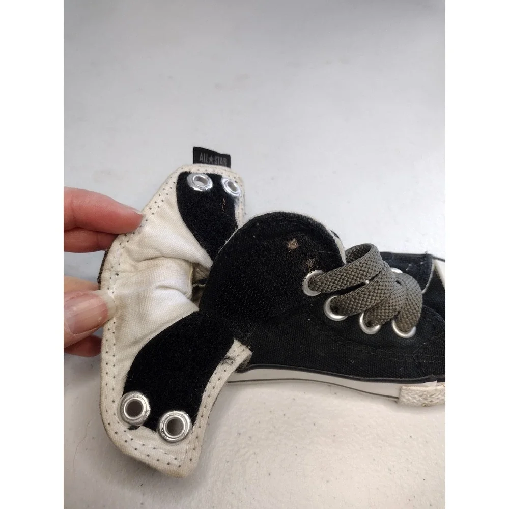 Converse All Star High Top Toddler‎ Shoes Black Gray Canvas Lace Up Size 5